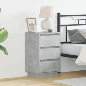 Gabinete de Noche con LED Gris Concreto