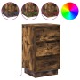 Mesita de Noche con LED Roble Ahumado 39x34.5x65 cm Madera Elaborada | Foro24.es | Tu tienda online para hogar, jardín y más Foro24.es