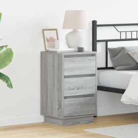 Gabinete de Noche con LED Gris Sonoma 39x34.5x65