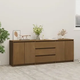 Honigbrauner Beistellschrank aus massivem Kiefernholz 180x36x65 cm von vidaXL, Schließfächer und Lagerschränke - Ref: Foro24-...