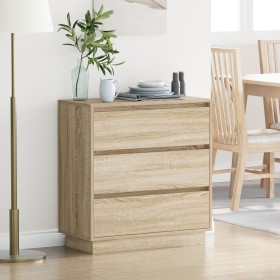 Mesita de noche LED madera ingeniería roble