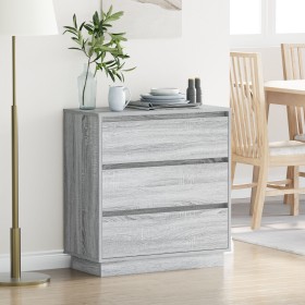 Mesita de noche LED madera color gris Sonoma