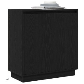Aparador luz LED madera ingeniería roble negro 71x34,5x75 cm de , Mesitas de noche - Ref: Foro24-869643, Precio: 87,88 €, Des...