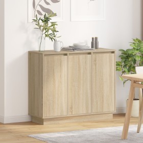 Aparador luz LED madera ingeniería roble Sonoma