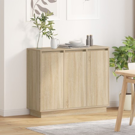 Aparador luz LED madera ingeniería roble Sonoma 90x32x75 cm | Foro24.es | Tu tienda online para hogar, jardín y más Foro24.es