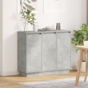 Aparador con LED Gris Concreto 90x32x75 cm Madera