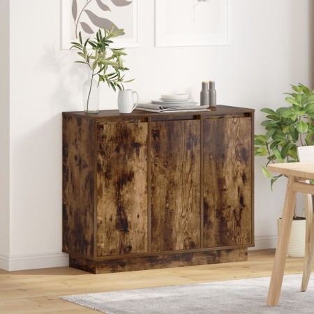 Aparador con LED en Roble Ahumado de 90x32x75 cm en Madera Compensada | Foro24.es | Tu tienda online para hogar, jardín y más Foro24.es