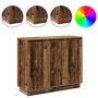 Aparador luz LED madera ingeniería envejecida 90x32x75 cm de , Mesitas de noche - Ref: Foro24-869680, Precio: 111,25 €