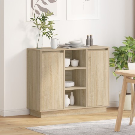 Aparador con LED Sonoma Roble 90x32x75 cm Madera elaborada von , Nachttische - Ref: Foro24-869684, Preis: 101,80 €, Rabatt: %