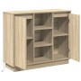 Aparador con LED Sonoma Roble 90x32x75 cm Madera elaborada von , Nachttische - Ref: Foro24-869684, Preis: 101,80 €, Rabatt: %