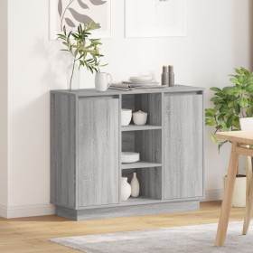 Sideboard con LED Gris Sonoma 90x32x75 cm de