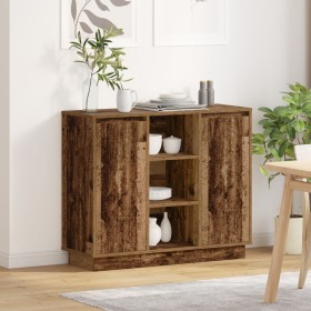 Aparador con LED Madera Vieja 90x32x75 cm Madera