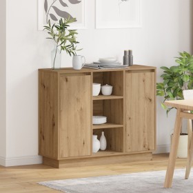 Sideboard con LED Roble Artesanal 90x32x75 cm