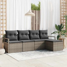 Conjunto de sofá de jardín 5 pcs Gris Poliratán