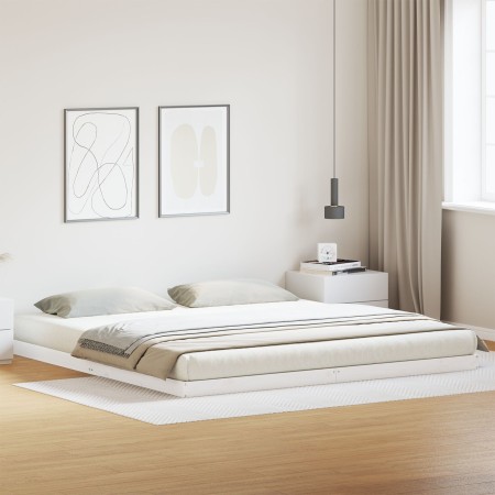 Estructura de cama de suelo madera maciza pino blanca 200x220cm | Foro24.es | Tu tienda online para hogar, jardín y más Foro24.es