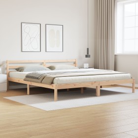 Estructura de cama con cabecero madera maciza pino 180x210 cm de , Camas y somieres - Ref: Foro24-869770, Precio: 116,44 €, D...