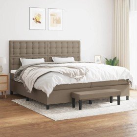 Cama box spring con colchón tela gris taupe 200x200 cm en Camas y somieres | Comprar online en Foro24