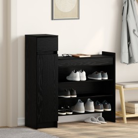 Zapatero Roble Negro 100.5x28x100 cm Madera MDF