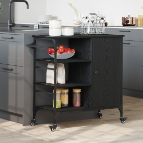 Carrito de Cocina Roble Negro 87.5x38.5x84.5 cm