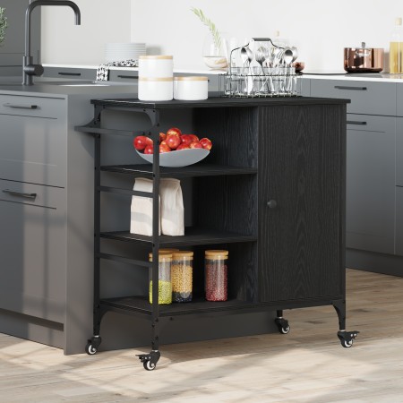 Carrito de Cocina Roble Negro 87.5x38.5x84.5 cm Madera Elaborada | Foro24.es | Tu tienda online para hogar, jardín y más Foro24.es