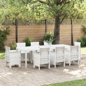 Mesa de jardín ratán sintético blanca 250x100x73