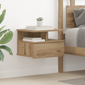 Mesita de Noche Flotante Roble Artesanal 40x31x27 cm Madera Manufacturada de , Mesitas de noche - Ref: Foro24-871754, Precio:...