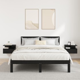 Mesitas de Noche Flotantes 2 pcs Roble Negro
