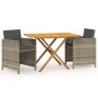 3-piece garden dining set with gray cushions by vidaXL, Garden sets - Ref: Foro24-3094303, Price: 227,19 €, Discount: %