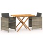 Garten Esstischgarnitur 3 Stück mit grauen Kissen von vidaXL, Gartensets - Ref: Foro24-3094303, Preis: 230,64 €, Rabatt: %