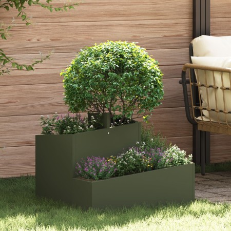 Macetero de Metal Verde Oliva Metal Mediano Apilable | Foro24.es | Tu tienda online para hogar, jardín y más Foro24.es