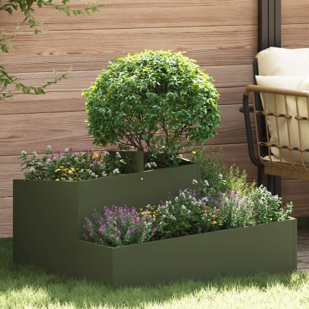 Macetero Verde Oliva 80x80x50 cm de acero laminado en frío | Foro24.es | Tu tienda online para hogar, jardín y más Foro24.es