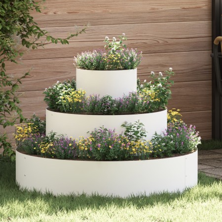 Macetero de Metal Acero/Blanco Acero Recubierto en Polvo Grande by , Pots and planters - Ref: Foro24-873649, Price: 60,79 €, ...
