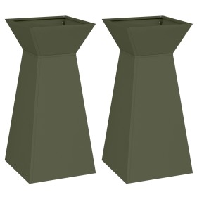 Juego de Soportes para Plantas Verde Oliva Metal