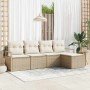 Conjunto de sofá de jardín 5 pcs Beige Poliratán