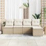 Conjunto de sofá de jardín 5 pcs Beige Poliratán