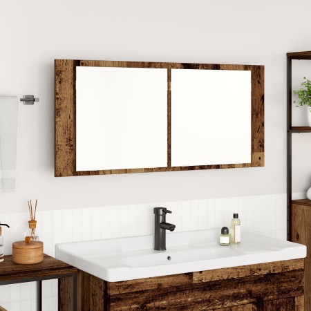 Gabinete Espejo LED Madera Vieja 100x12x45 cm | Foro24.es | Tu tienda online para hogar, jardín y más Foro24.es