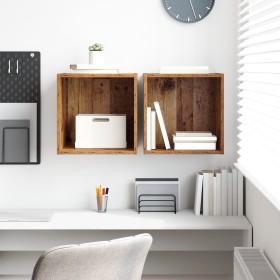Gabinetes de Pared 2 pcs Madera Vieja 37x37x37 cm Madera Elaborada by , Shelves and shelves - Ref: Foro24-875073, Price: 62,2...