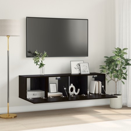 Set de Mueble de TV Roble Negro Madera elaborada Pequeño by , TV Furniture - Ref: Foro24-875171, Price: 71,62 €, Discount: %