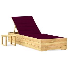 Tumbona de jardín con mesa y cojín de madera de pino impregnada by , Loungers - Ref: Foro24-3065933, Price: 145,24 €, Discoun...