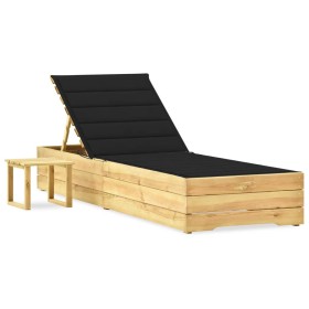 Tumbona de jardín con mesa y cojín de madera de pino impregnada by , Loungers - Ref: Foro24-3065931, Price: 149,89 €, Discoun...