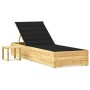 Tumbona de jardín con mesa y cojín de madera de pino impregnada by , Loungers - Ref: Foro24-3065931, Price: 149,89 €, Discoun...