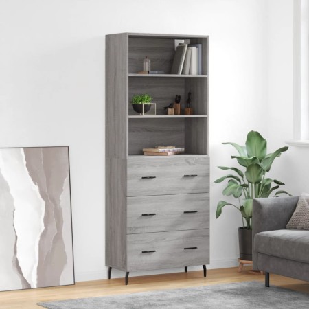 Aparador alto madera contrachapada gris sonoma 69,5x34x180 cm de , Aparadores - Ref: Foro24-3189403, Precio: 154,42 €, Descue...