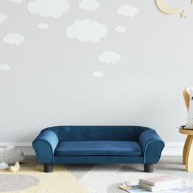 Sofá para niños de terciopelo azul 70x45x26 cm