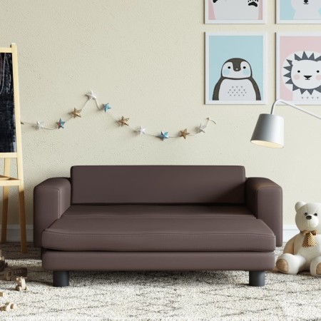 Sofá para niños y reposapiés cuero sintético marrón 100x50x30cm von , Baby- und Kleinkindmöbel - Ref: Foro24-3196416, Preis: ...