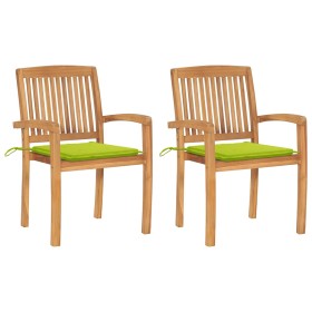Sillas de jardín 2 uds madera de teca y cojines