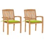 Sillas de jardín 2 uds madera de teca y cojines verde brillante by , Garden chairs - Ref: Foro24-3063263, Price: 248,66 €, Di...