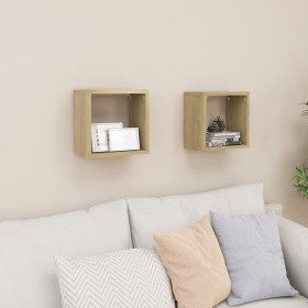 Estantes cubo de pared 2 unidades roble Sonoma 26x15x26 cm von , Regale und Regale - Ref: Foro24-807034, Preis: 23,68 €, Raba...