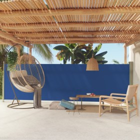 Toldo lateral retráctil para patio azul 160x500 cm
