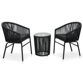 Set mesa y sillas de jardín 3 pzas y cojines ratán PE negro von , Gartensets - Ref: Foro24-48138, Preis: 221,85 €, Rabatt: %