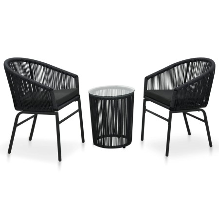 Set mesa y sillas de jardín 3 pzas y cojines ratán PE negro von , Gartensets - Ref: Foro24-48138, Preis: 221,85 €, Rabatt: %